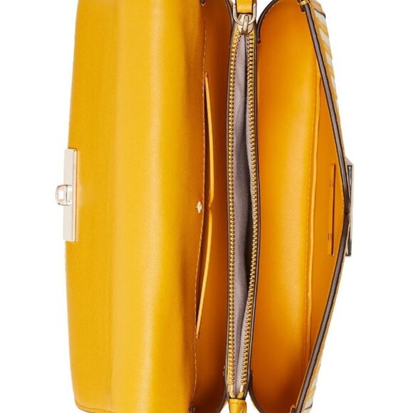 Kate Spade Buddie Shoulder Bag Clutch Yellow Leather Straw Crossbody ORG PKG - Picture 10 of 12